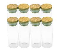 Jarvials 50pcs Bocal en Verre Empilable Pour Biscuits et Articles Secs,avec Couvercle en Bambou & Rondelle d'étanchéité en Silicone,Capacité 40ml,Diamètre Extérieur 30 mm