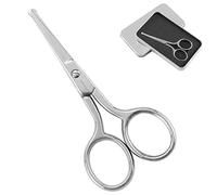 JARVISTAR Ciseaux pour poils de nez, oreilles - Ciseaux à barbe avec pointe arrondie droite en acier inoxydable - Manucure de qualité supérieure - Ciseaux à ongles pour homme - 93 mm