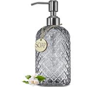 JASAI Distributeur de Savon Gris de 510 ML avec Pompe antirouille, Distributeur de Savon en Verre Rechargeable pour Salle de Bain et Cuisine, pour distribuer du Savon à Vaisselle, Savon pour Les