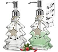 JASAI Lot de 2 distributeurs de savon en forme d'arbre de Noël avec pompe en acier inoxydable 304 antirouille - Distributeur de savon décoratif pour salle de bain - Distributeur de savon décoratif en