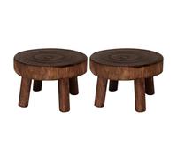 Jasaly Lot de 2 mini bancs en bois pour plantes, pots de fleurs, support pour pot de fleurs, support d'intérieur marron foncé naturel M