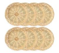 Jasaly Lot de 8 supports d'assiettes en carton en bambou, 25,4 cm, réutilisables pour assiettes à dîner en osier tissé à la main