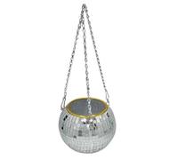 Jasaly Pot de fleurs rond en forme de boule disco à suspendre - En plastique - Miroir - Pot de fleurs pour plantes grasses - 20 cm