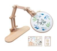 Jasaly Support de Cerceau de Broderie Réglable Rotatif à 360 Degrés, Support de Bureau en Bois pour Broderie, Support de Point de Croix, Cadre de Couture DIY sans Tissu