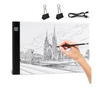 Jasaly Tableau à DEL A4, 3 niveaux de luminosité à intensité variable USB, table lumineuse pour tracer, dessin, carnet de croquis
