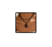 Jascatin Collier ras du cou avec pendentif en forme de croissant de lune en cristal noir pour femme