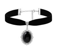 Jascatin Collier ras du cou avec pendentif en forme de croissant de lune noir pour femme, taille unique, Métal, Pas de gemme