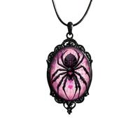 Jascatin Collier ras du cou avec pendentif en forme de croix et araignée - Noir et rouge - Pour femme, taille unique, Métal, Pas de gemme