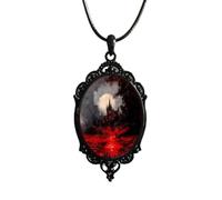 Jascatin Collier ras du cou avec pendentif en forme de croix et araignée - Noir et rouge - Pour femme, taille unique, Métal, Pas de gemme