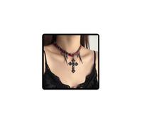 Jascatin Collier ras du cou en cuir noir avec pendentif en forme de croix pour femme