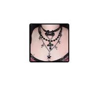 Jascatin Collier ras du cou gothique avec pendentif en forme de croix et étoile pour Halloween Noir
