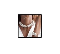 Jascatin Ensemble collier ras du cou et bracelet en perles dorées en forme de V pour femme, Métal