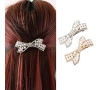 Jascatin Lot de 2 pinces à cheveux en métal avec nœud irrégulier, strass, perles, fines épingles à cheveux antidérapantes, accessoires de coiffure pour femmes