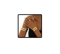 Jascatin Lot de 3 bracelets manchette double couche dorés pour le haut du bras pour femme, taille unique, Métal, Pas de gemme