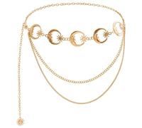 Jascatin Mode Stratered Croissant Lune Taille Chaîne Ceinture Réglable Métal Lien Ventre Chaîne Corps pour Femmes Filles (Or)