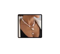 Jascatin Unique couche baroque noble perle plate collier bijoux pour femmes, Taglia unica, Perle, Perle