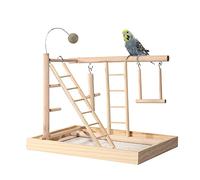 JasCherry Aire de Jeux Jouet pour Oiseaux Terrain de Jeu pour Perroquet Accessoire de Cage pour Cacatoès avec Tasse d'alimentation Échelle Balançoire Échelle pour Calopsitte Cockatiel #C