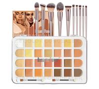 JasCherry Coffret Maquillage Essentiel, 28 Teintes Blendables avec 10 Pinceaux Dorés, Parfait Débutantes et Experts