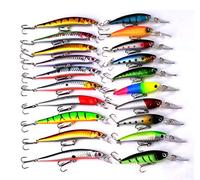 JasCherry Leurres de Pêche kit Artificielle Appâts Kit Pêche Accessoires, Appât de Natation Réaliste, Yeux 3D, Idéal pour l'eau Douce et l'eau Salée