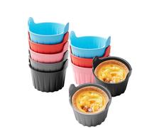 JasCherry Lot de 10 Ramequins Réutilisables en Silicone pour Friteuse à Air, Antiadhésif Plateau Moules à œufs, Moule Muffin Air Fryer