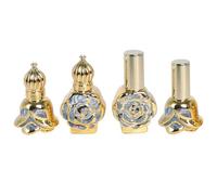JasCherry Lot de 10ml 4 Bouteilles D'huile Vintage, Bouteilles en Verre Roll-on Vides Huile Essentielle, Rechargeable Rouleaux D'huiles Essentielles Flacon Verre Bille