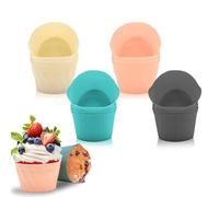 JasCherry Lot de 16 Ramequins Réutilisables en Silicone pour Friteuse à Air, Antiadhésif Plateau Moules à œufs, Moule Muffin Air Fryer
