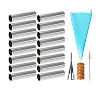 JasCherry Lot de 19 moules de croissant avec accessoires en forme de tubes droits pour cannoli en acier inoxydable #7