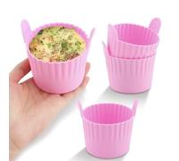 JasCherry Lot de 6 Ramequins Réutilisables en Silicone pour Friteuse à Air, Antiadhésif Plateau Moules à œufs, Moule Muffin Air Fryer