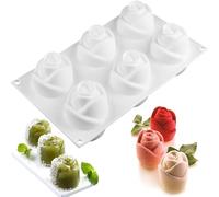 JasCherry Moule à Gateau en Silicone, Moule à Cupcake Antiadhésif en Forme de Fleur de Rose à 6 Cavités, Moules à Bonbons et Chocolat, pour faire de la gelée, pudding cookies, chocolat