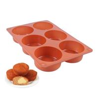 JasCherry Moule en Silicone Alimentaire Réutilisable, 6 Cavités en Forme de Tasses à Cupcakes/Muffins, pour Cuisson au Four, Congélation, Décoration Pâtisserie, Antiadhésif, 26.8 x 18.1 x 3.5 cm