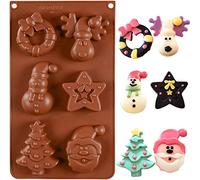 JasCherry Moules en Silicone Antiadhésif de Noël, Moules à Forme Spécifique de Noël avec le Père Noël, Arbre de Noël, Chaussettes, Cloches, Bonhomme de Neige, pour Gâteau Pudding Tarte au Savon