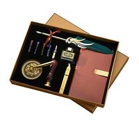 JasCherry Stylo Dip à Plume Set, Plume Calligraphie et Encre avec Sceau de Cire, Encre et Carnet, Coffret Cadeau pour Signatures, Calligraphie, Dessin, Ecriture, Décoration