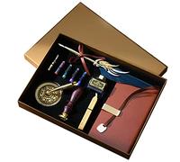 JasCherry Stylo Dip à Plume Set, Plume Calligraphie et Encre avec Sceau de Cire, Encre et Carnet, Coffret Cadeau pour Signatures, Calligraphie, Dessin, Ecriture, Décoration