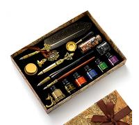 JasCherry Stylo Dip à stylo calligraphie Set, Plume kit Calligraphie et Encre avec Sceau de Cire, 6 Encre et 18 Pointes de Rechang, Coffret Cadeau pour Signatures, Dessin, Ecriture, Décoration