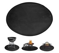 JasCherry Tapis Lgnifuge Tapis De Foyer Résistant Le Noir À La Chaleur Rond pour Gazon Extérieur Protection de Terrasse - Protecteur Tapis de Brasero pour Camping, BBQ et Braséros - Diamètre 24''