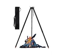 JasCherry Trépied de Cuisine de feu de Camp, Gril de feu de Camp avec Réglage de la Hauteur de la Chaîne, pour la Cuisson, le Séchage des Vêtements, le Rôti de Pot, le Grillage