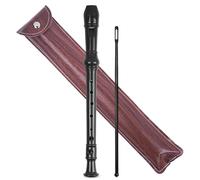 Jasenna Instrument à bec pour débutants, enfants et adultes, flûte à bec soprano à 8 trous avec tige de nettoyage et étui en cuir pour école, étudiant, divertissement à domicile (2 bois marron clair)