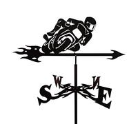 JASFEER Girouette de Moto en métal avec Piquet de Jardin Girouette Farm Sports Kit d'indicateur de Direction du Vent avec revêtement antirouille pour décoration de Paddock de Toit de Jardin extérieu