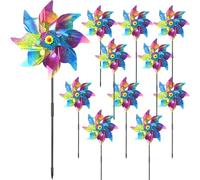 JASFLY Lot de 10 moulins à Vent pour Jardin, Balcon, répulsif Anti-Oiseaux, réfléchissant, pour décoration de Jardin, Jardin, verger, Cour