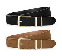 JasGood 2 pièces de ceinture en cuir pour femmes pour jeans, mode, ceinture en cuir à la taille avec boucle dorée, ceinture pour femmes pour pantalons, robes, S:100 cm (Taillengröße 64cm-80cm)