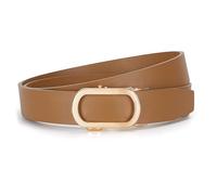 JasGood Ceinture à cliquet en cuir pour femme, ceinture en cuir automatique de 3,1 cm de largeur pour jeans avec boucle coulissante dorée, marron foncé, XL:130cm(Taillengröße 96-110cm)