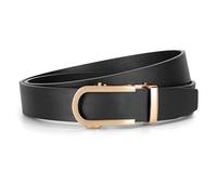 JasGood Ceinture à cliquet pour femme, ceinture en cuir automatique de 3,1 cm de largeur pour jeans avec boucle coulissante dorée, Noir classique., XL:130cm(Taillengröße 96-110cm)