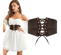 JasGood Ceinture corset élastique pour femme - Taille haute - Ceinture RCA large - Ceinture rétro pour femme - Pour robe d'Halloween et cosplay, Café C., Taillenumfang anpassen 91-102cm