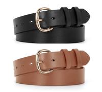 JasGood Ceinture décontractée en cuir pour femme avec boucle dorée, A-noir + marron, 110cm(für Größe 78cm-89cm)