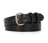 JasGood Ceinture décontractée en cuir pour femme avec boucle dorée, c-noir, 120cm((für Größe 90cm-102cm)