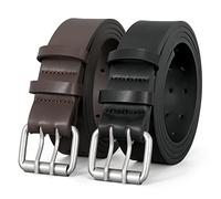 JasGood Ceinture Double Prong en Cuir pour Homme - Casual Work Heavy Duty à Double Œillets pour Jeans