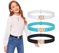 JasGood Ceinture élastique réglable pour jeunes enfants, garçons, filles, adolescents, ceinture extensible avec boucle en forme de cœur pour robe en jean, E-noir + bleu + blanc, Anzug Taille Größe