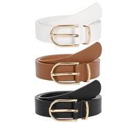 JasGood Ceinture en cuir tendance pour femme avec boucle dorée, D-noir + marron + blanc, Größe anpassen 66cm-82cm