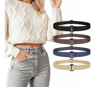 JasGood Ceinture invisible pour femme - Ceinture élastique avec boucle plate en plastique - Réglable pour jeans et pantalons, XL+:Taillengröße 100cm+