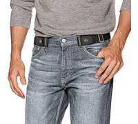 JasGood Ceinture sans boucle pour homme - Ceinture élastique invisible extensible et réglable - Sans boucle - Largeur 3,51 cm - Pour pantalon en jean, A-noir avec boucle de couleur arme, Für